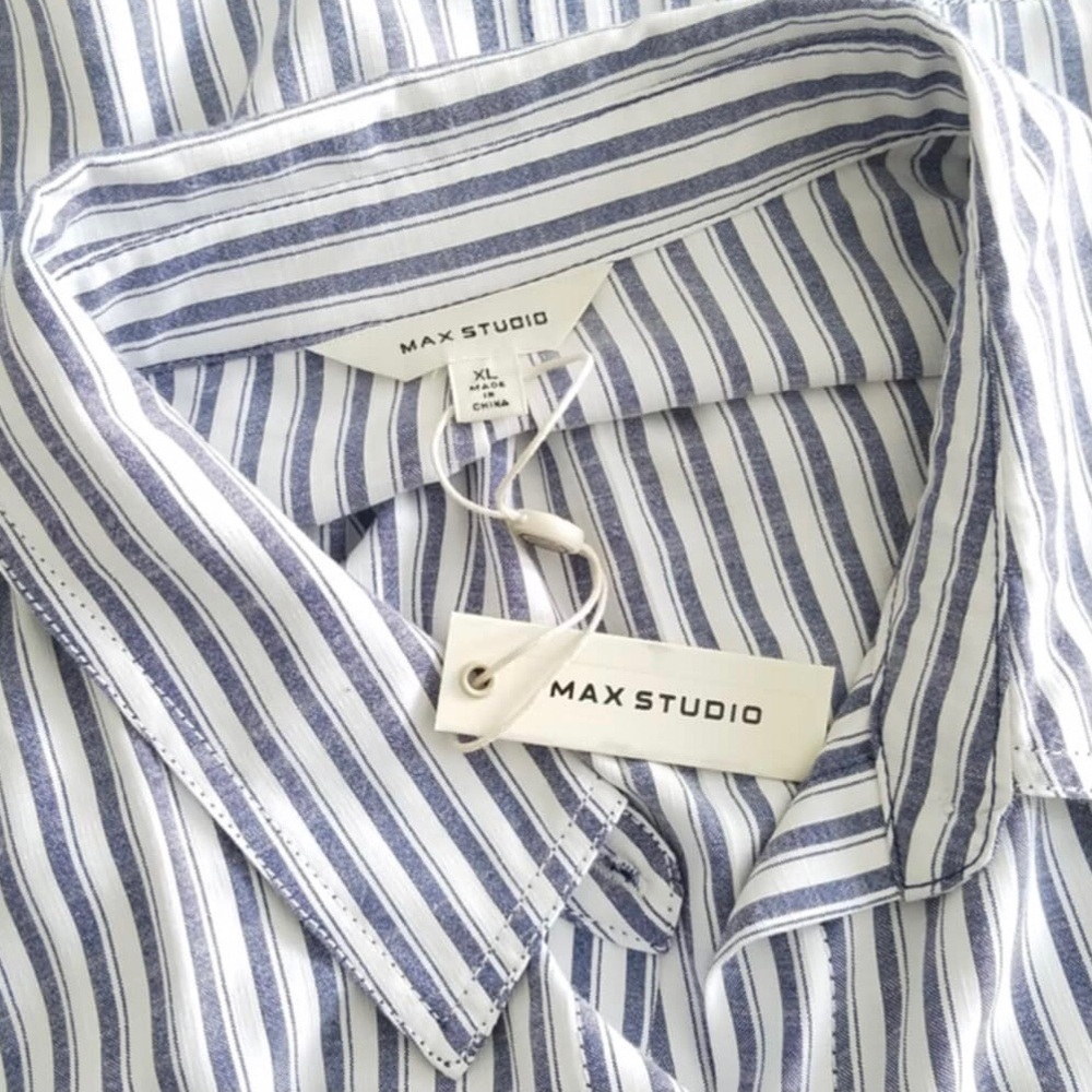 Max Studio Stripe Button Down Shirt - Picture 3 of 5